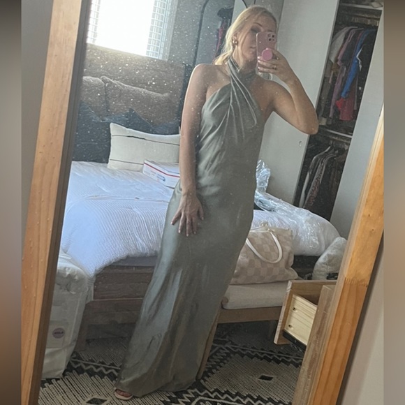 SHOW ME YOUR MUMU Jasmine Halter Sage Green Maxi Dress Sz XXS - Picture 6 of 11